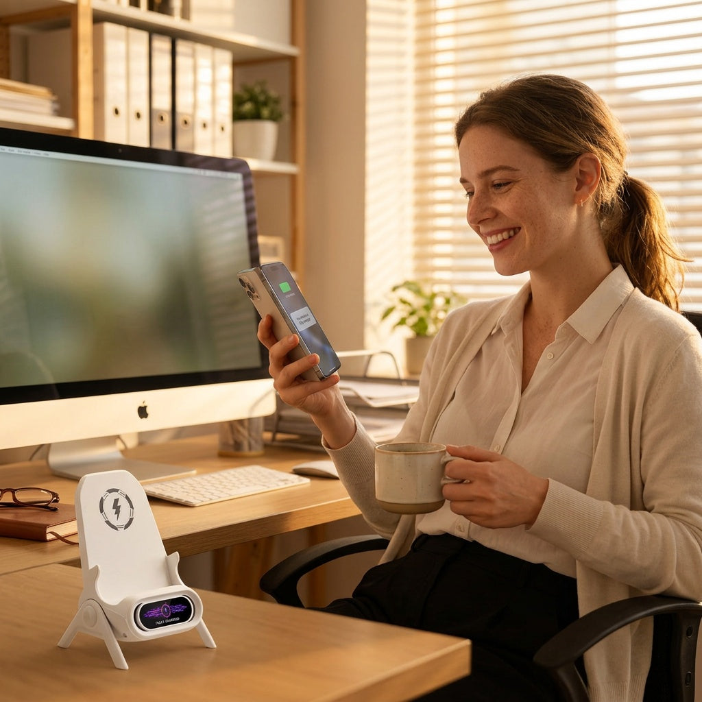 Wireless Charging Phone Stand with Bluetooth Speaker