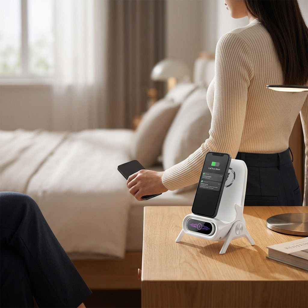 Wireless Charging Phone Stand with Bluetooth Speaker