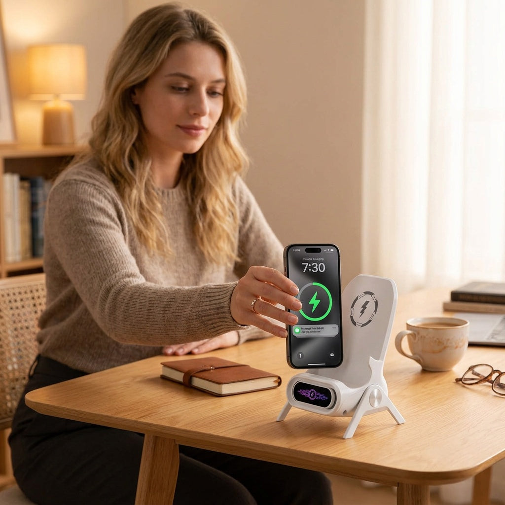 Wireless Charging Phone Stand with Bluetooth Speaker