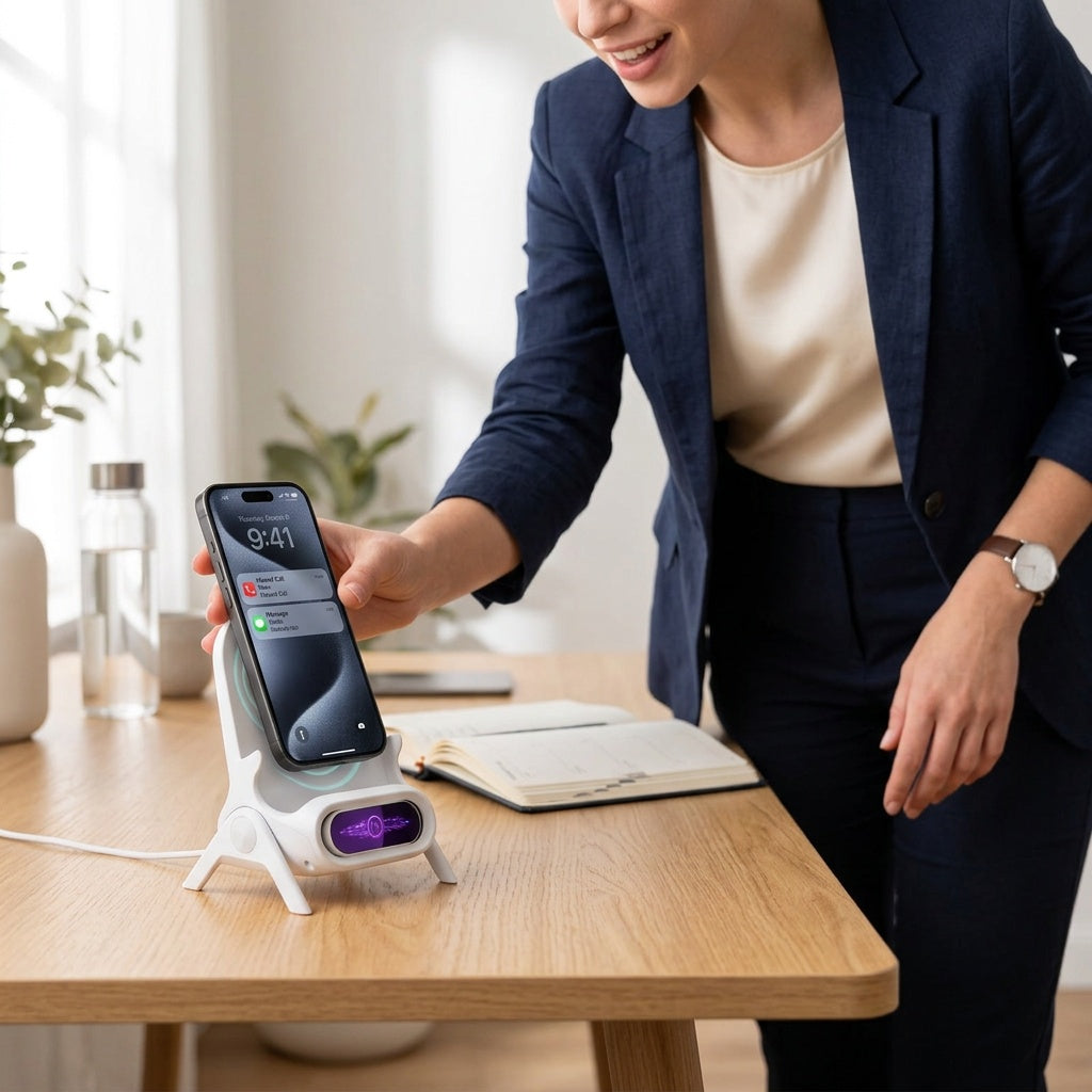 Wireless Charging Phone Stand with Bluetooth Speaker